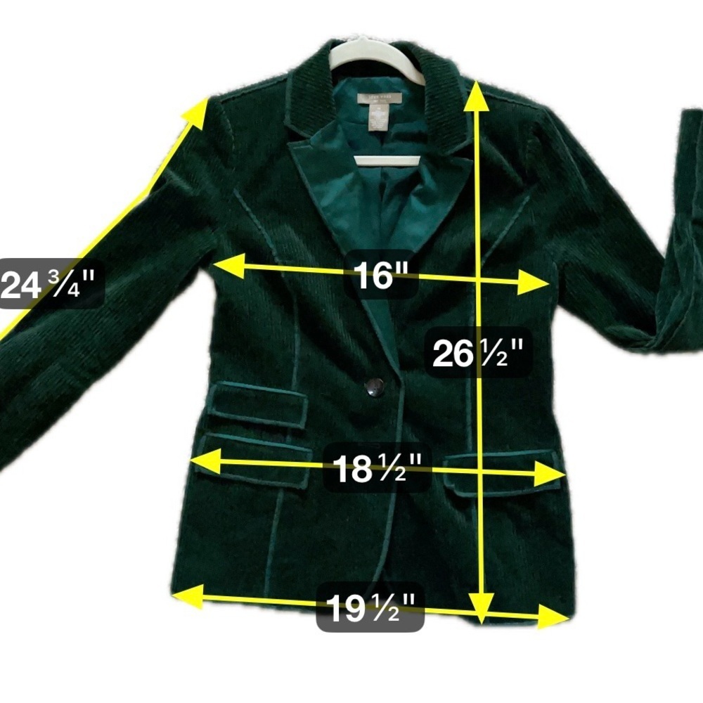 Joan Vass Teal Green Corduroy Blazer Tailored Jacket Quiet Luxury Chic Size 10 - Picture 6 of 8